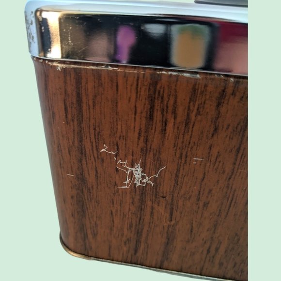 Vintage Coffee and Tea Tins Storage containers faux wood pattern & steel x2 - Picture 3 of 6